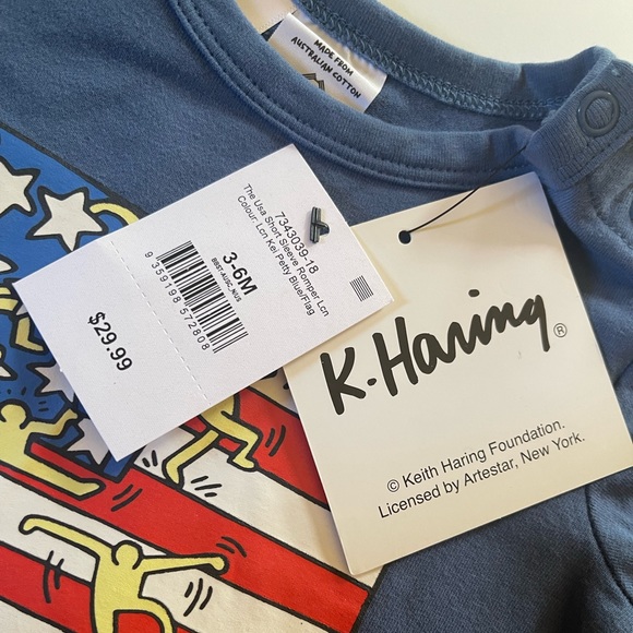 K. Haring baby size 3-6  months blue romper - Keith Haring - Picture 3 of 3